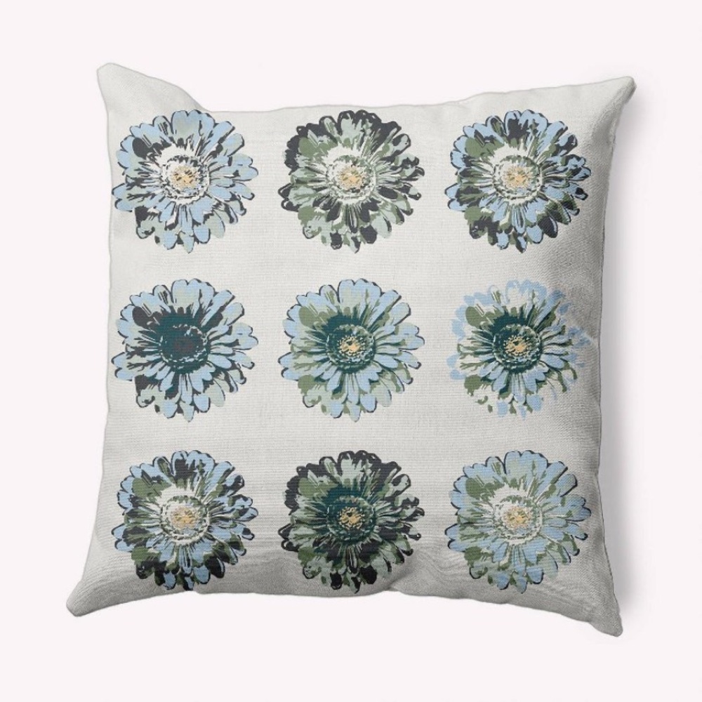 16x16 Gypsy Floral Square Throw Pillow Green - e by design